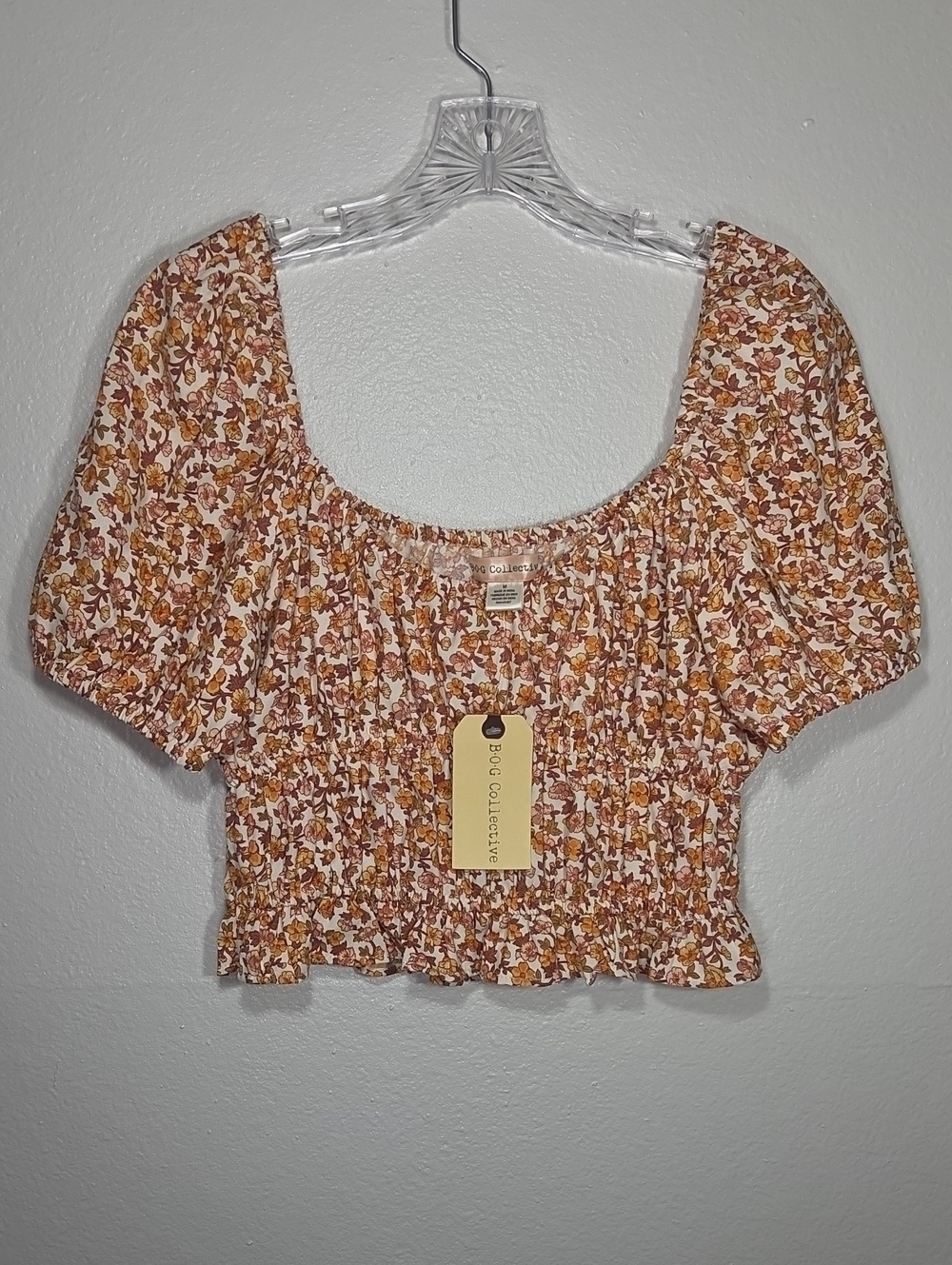 Urban Outfitters B-O-G Collection Rust Multi Floral Smocked Crop Top